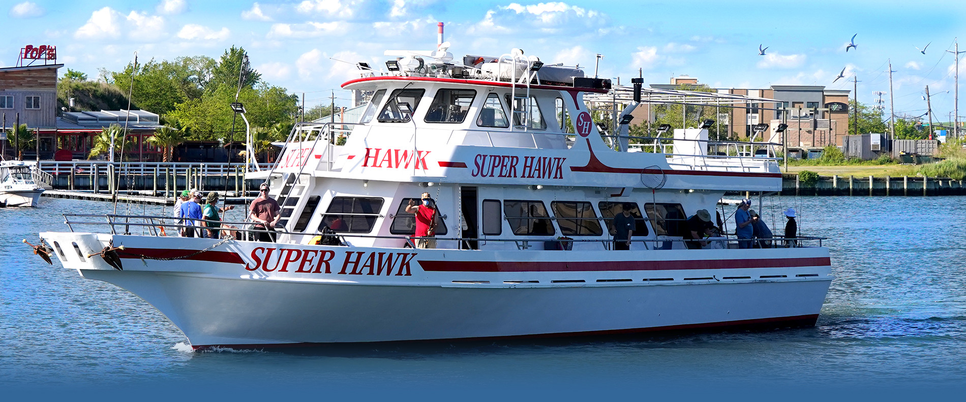 The Super Hawk fishing boat returning to Point Lookout harbor
